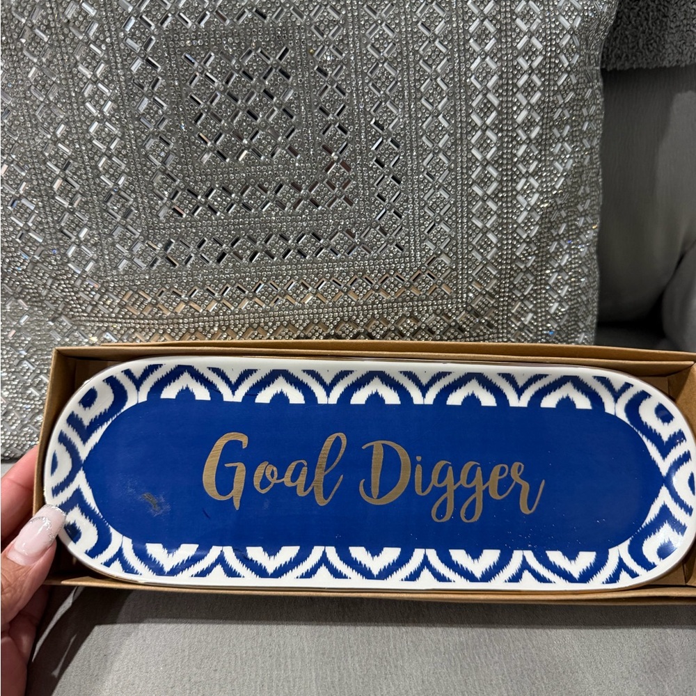 Grasslands Road Blue and Gold 'Goal Digger' Tray